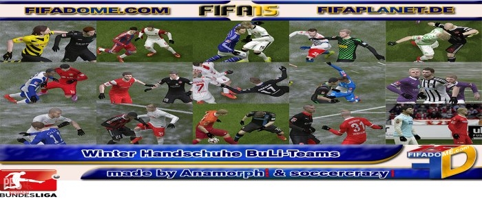 Перчатки для игроков  Bundesliga 1 и 2 (для игры в зимнее и осенние время) FIFA 15