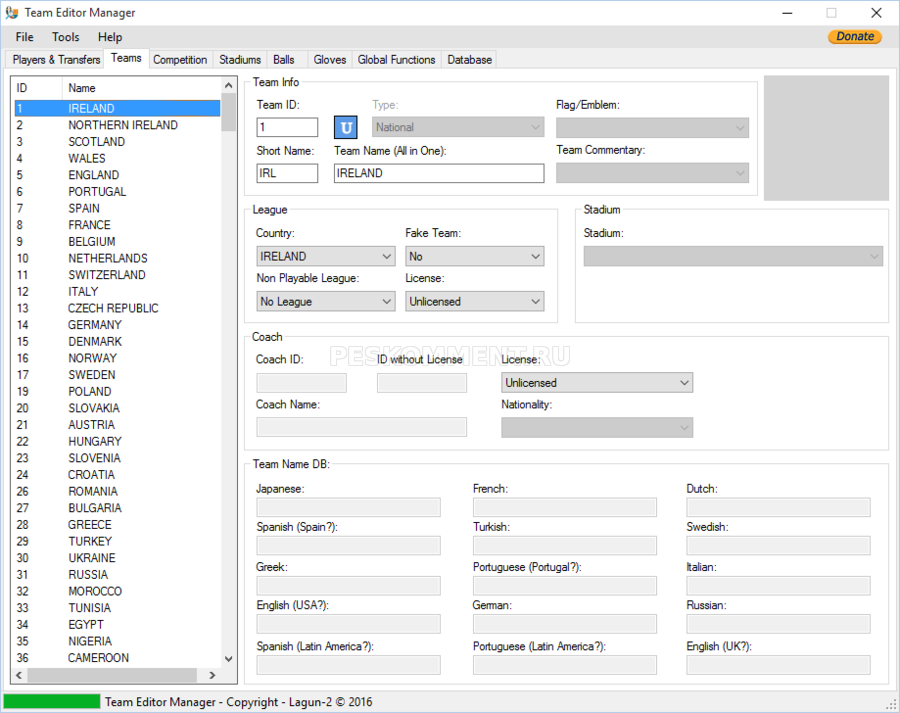 PES 2017 PC Team Editor Manager 2017 v2.4