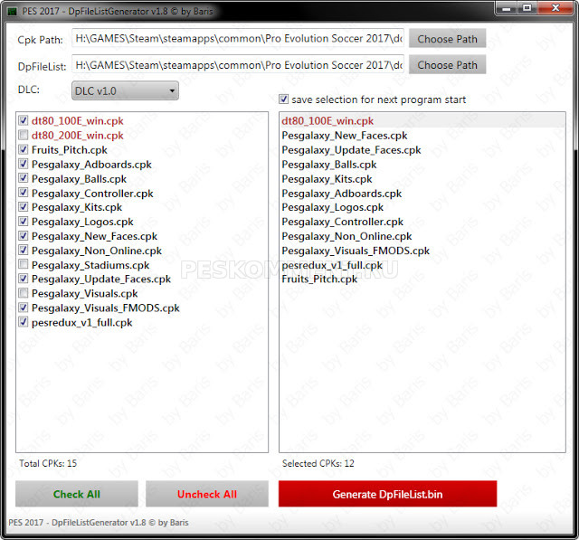 DpFileList Generator v1.8 с поддержкой DLC 1.00