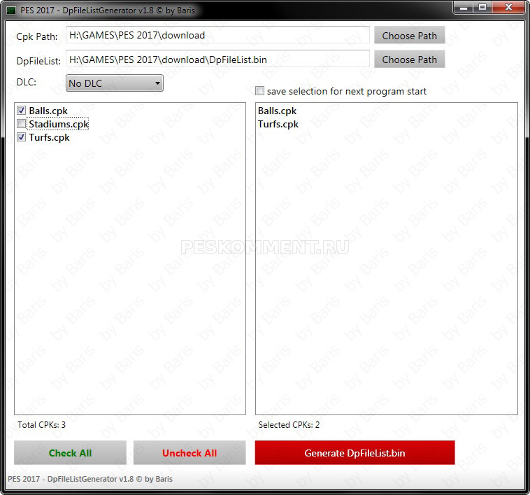 PES 2017 DpFileList Generator v1.8