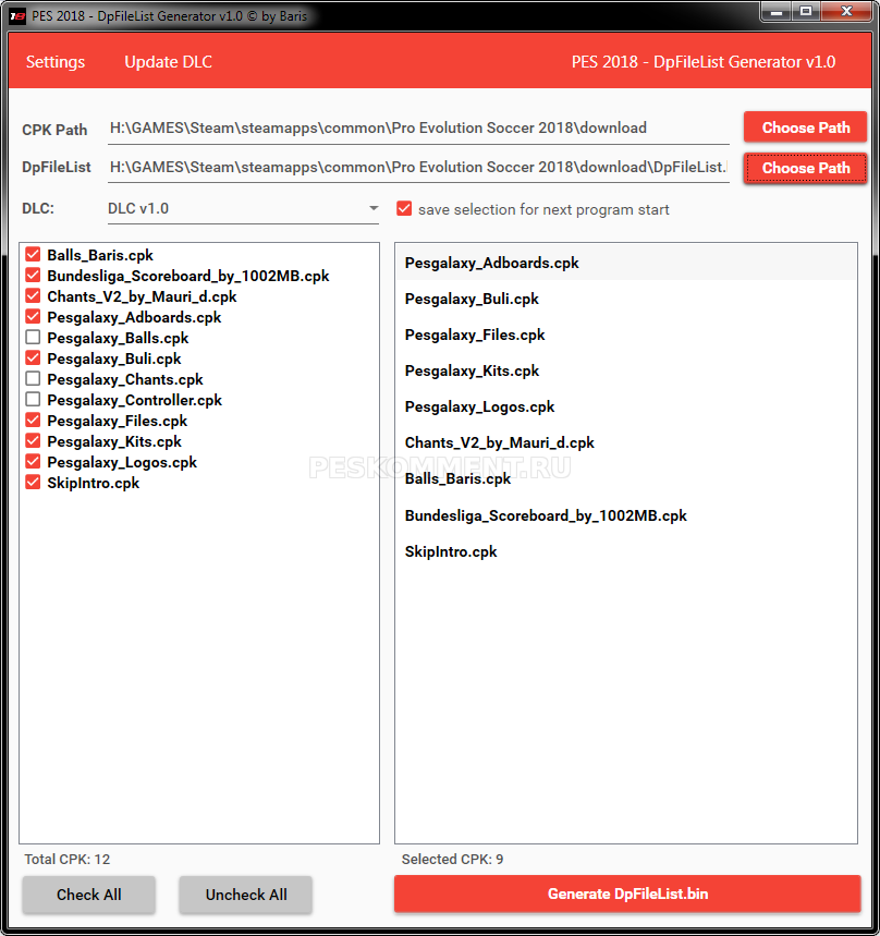 DpFileList Generator 2018 1.0 by Baris