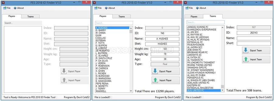 PES 18 EDIT ID Finder ver. 1 By Devil Cold52