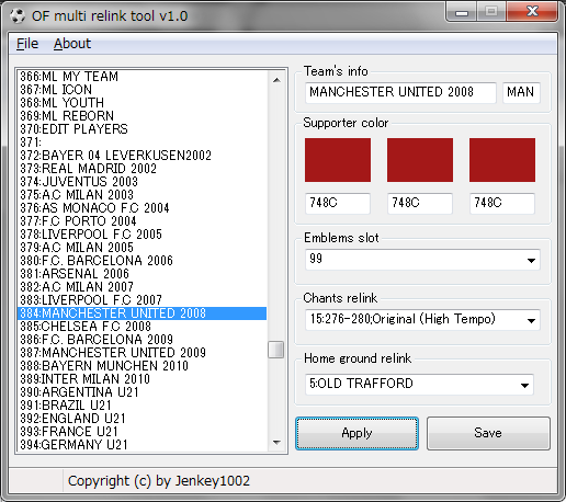 PES2011 Multi relink tool (supporter color, emblems...) v1.0