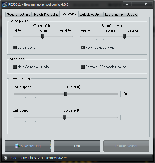 PES 2012 Gameplay Tool Version 4.0.0