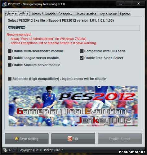 PES 2012 Gameplay tool version 4.3.1