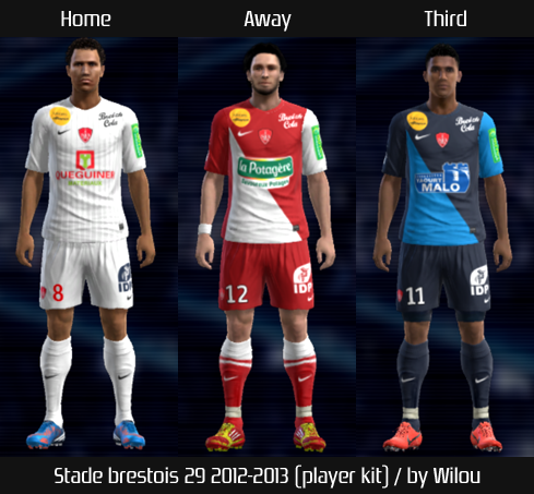 Stade Brestois 29 Home, Away and Third kit 12/13