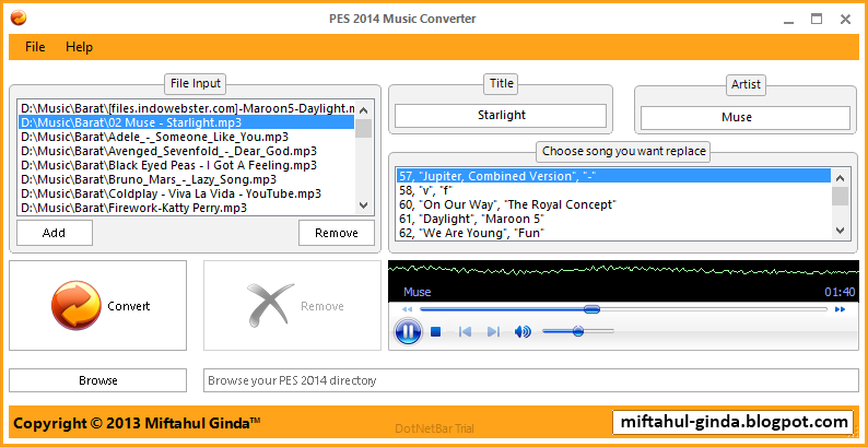 Music Converter for PES 14