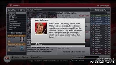 Режим карьеры в FIFA 12