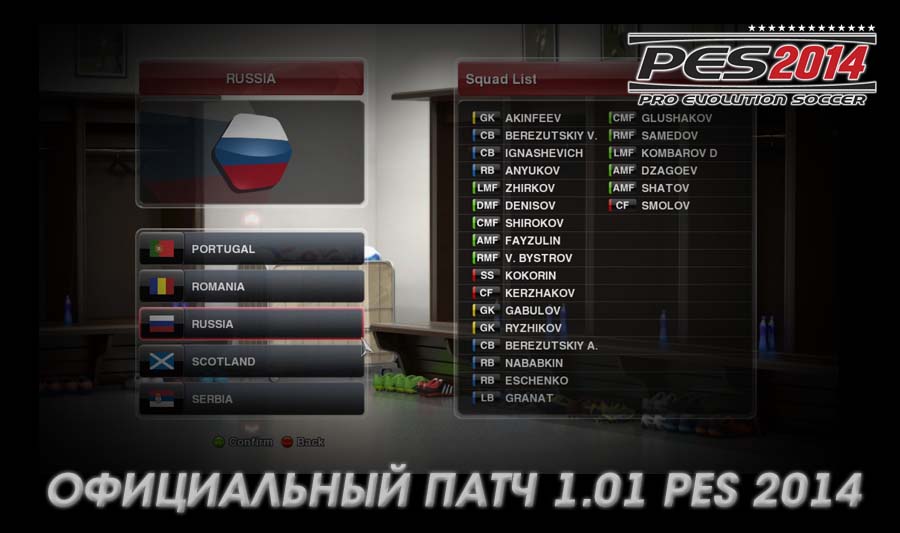Первый официальный патч версии 1.01 для PES 2014